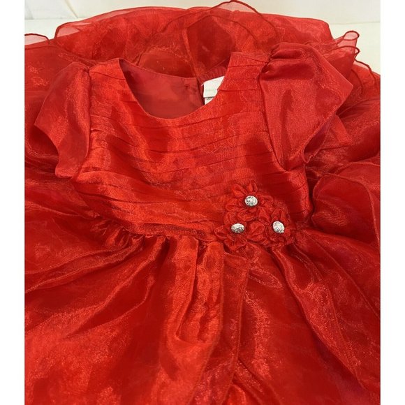 Nannette Baby Red Tulle Sheer Dress 18 months Circle Party - Picture 7 of 14